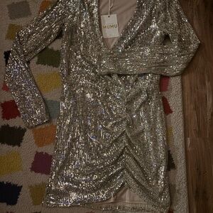 Show Me Your MuMu Silver Sequin Mini Dress
